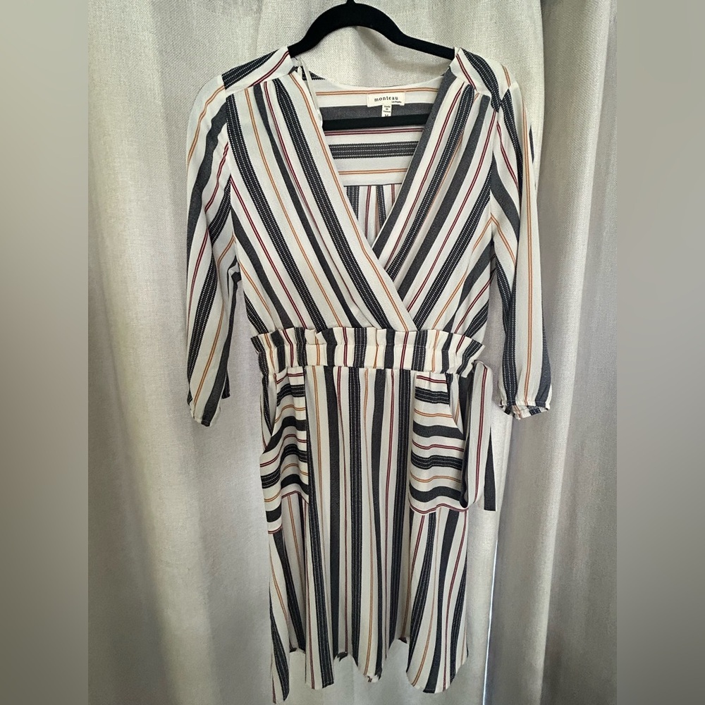 Monteau Multicolor Striped Long Sleeve Dress